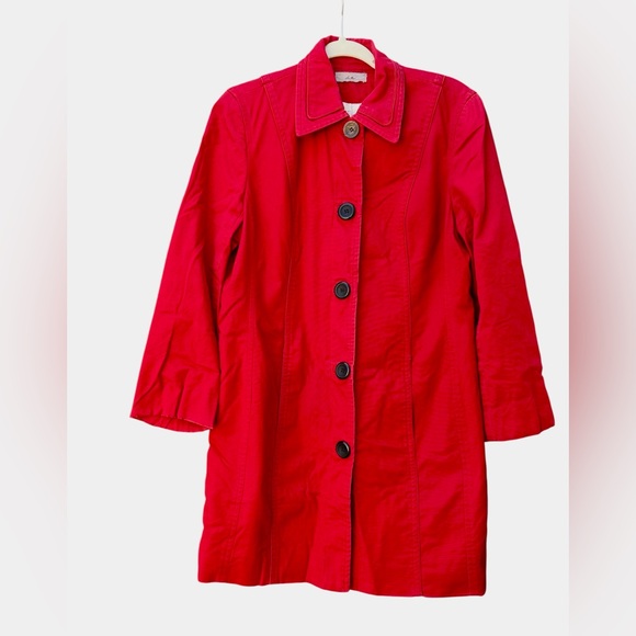 I. E. Red trench coat excellent condition Medium - Picture 2 of 6